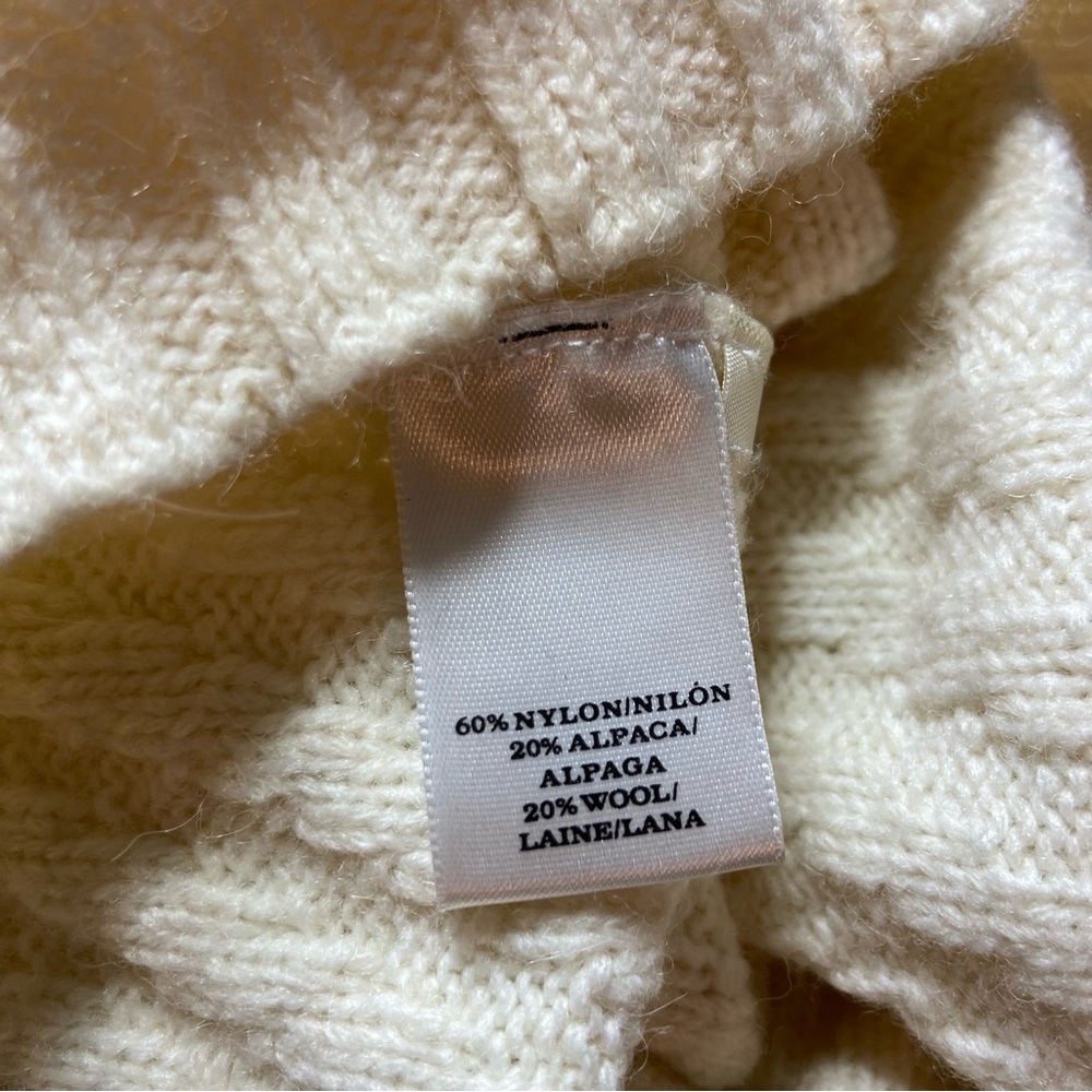 Ann Taylor Alpaca/Wool/Nylon Blend Cream Ivory White Ribbed Chunky Sweater M - Picture 10 of 10